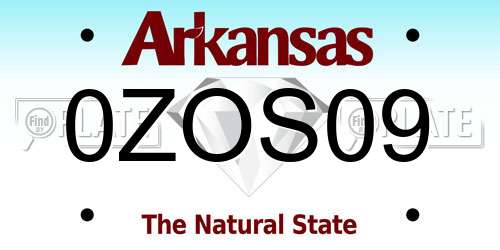 0ZOS09 Arkansas License Plate