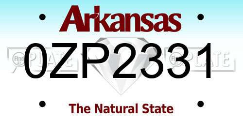 0ZP2331 Arkansas License Plate