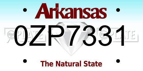 0ZP7331 Arkansas License Plate