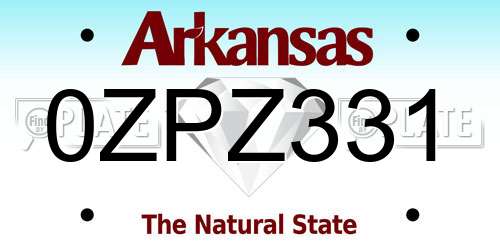 0ZPZ331 Arkansas License Plate
