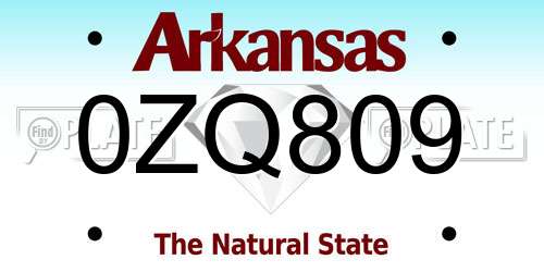 0ZQ809 Arkansas License Plate