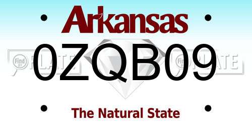 0ZQB09 Arkansas License Plate