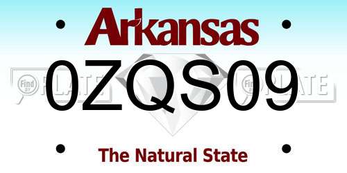0ZQS09 Arkansas License Plate