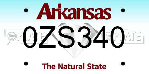 0ZS340 Arkansas License Plate