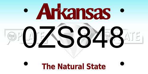 0ZS848 Arkansas License Plate