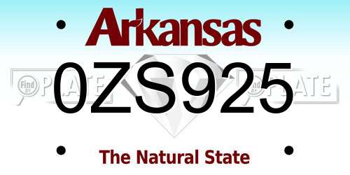 0ZS925 Arkansas License Plate