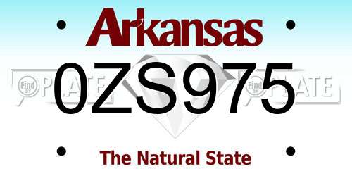 0ZS975 Arkansas License Plate