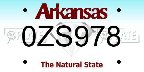 0ZS978 Arkansas License Plate