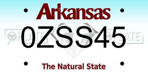 0ZSS45 Arkansas License Plate