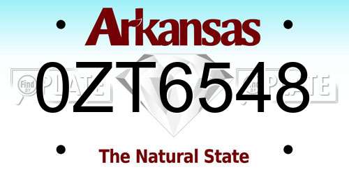 0ZT6548 Arkansas License Plate