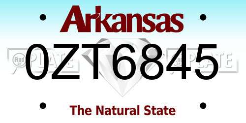 0ZT6845 Arkansas License Plate