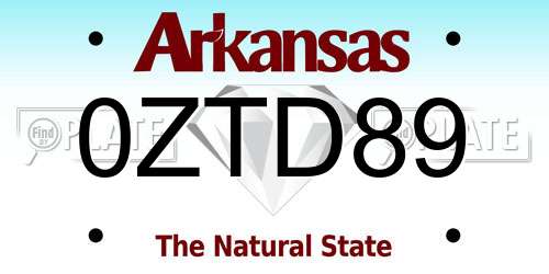 0ZTD89 Arkansas License Plate