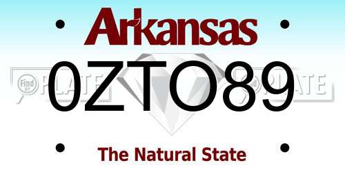 0ZTO89 Arkansas License Plate