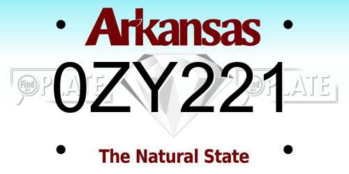 0ZY221 Arkansas License Plate