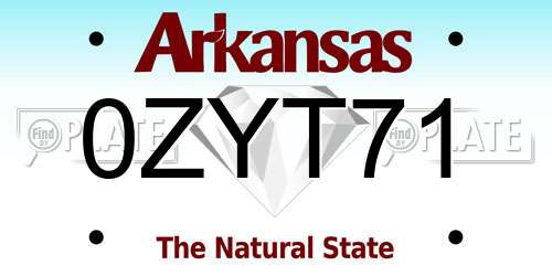 0ZYT71 Arkansas License Plate