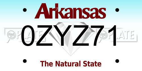 0ZYZ71 Arkansas License Plate