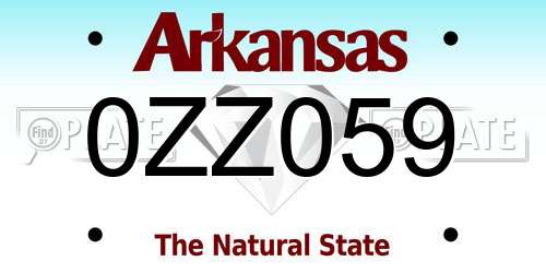 0ZZ059 Arkansas License Plate