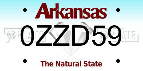 0ZZD59 Arkansas License Plate