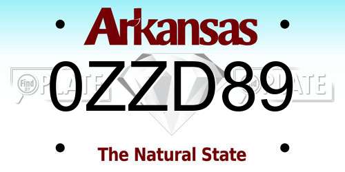 0ZZD89 Arkansas License Plate