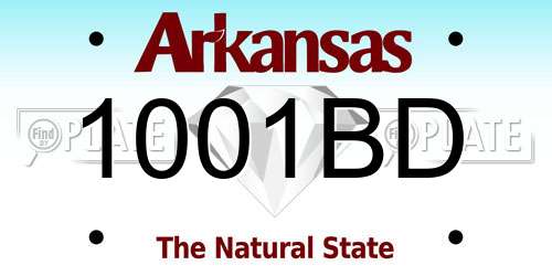 1001BD Arkansas License Plate