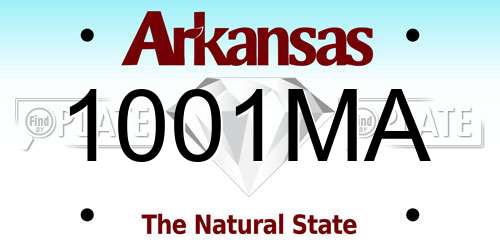 1001MA Arkansas License Plate