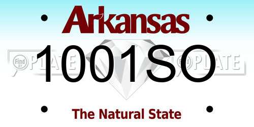 1001SO Arkansas License Plate