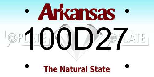 100D27 Arkansas License Plate