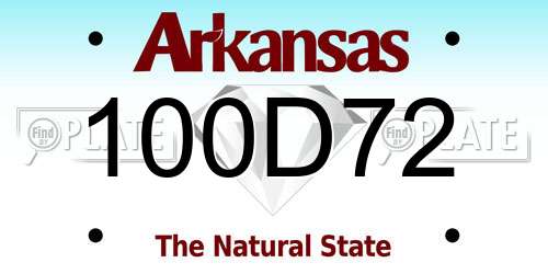100D72 Arkansas License Plate
