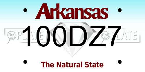 100DZ7 Arkansas License Plate