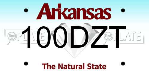100DZT Arkansas License Plate