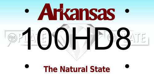 100HD8 Arkansas License Plate