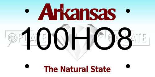 100HO8 Arkansas License Plate