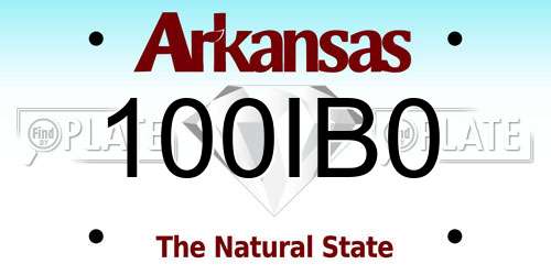 100IB0 Arkansas License Plate