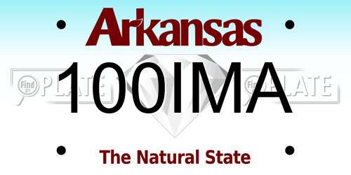 100IMA Arkansas License Plate