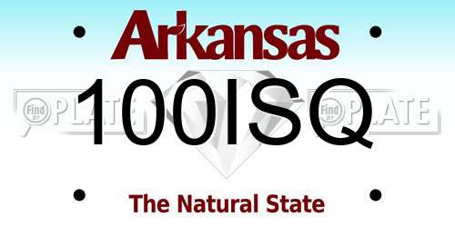 100ISQ Arkansas License Plate