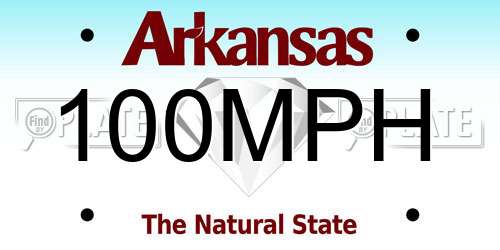 100MPH Arkansas License Plate