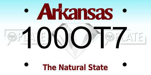 100OT7 Arkansas License Plate