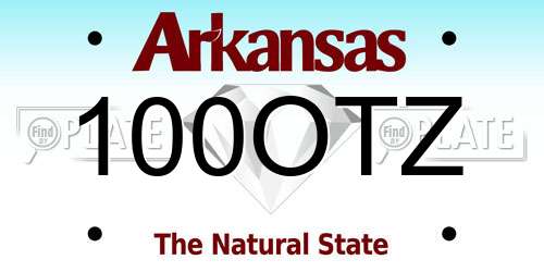 100OTZ Arkansas License Plate