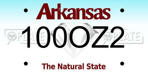 100OZ2 Arkansas License Plate
