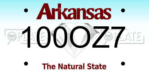 100OZ7 Arkansas License Plate