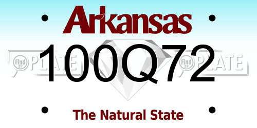 100Q72 Arkansas License Plate