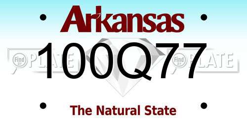 100Q77 Arkansas License Plate