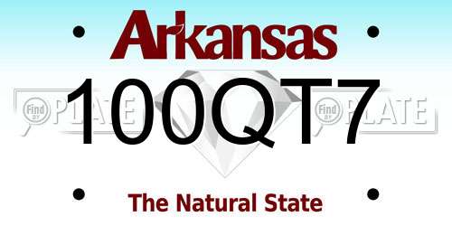 100QT7 Arkansas License Plate