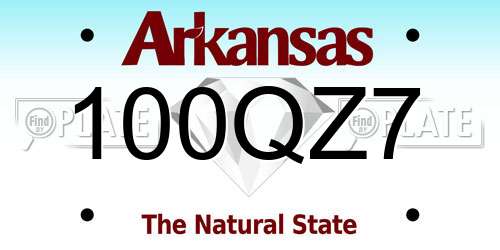 100QZ7 Arkansas License Plate