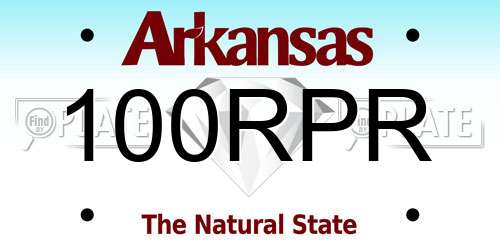 100RPR Arkansas License Plate