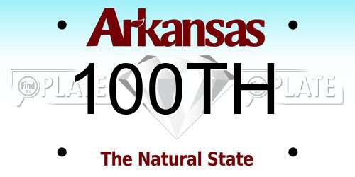 100TH Arkansas License Plate