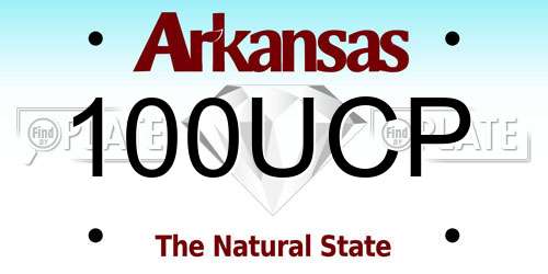 100UCP Arkansas License Plate