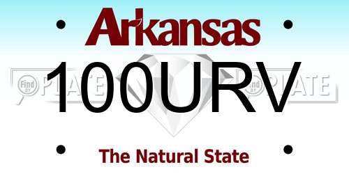 100URV Arkansas License Plate