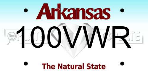 100VWR Arkansas License Plate