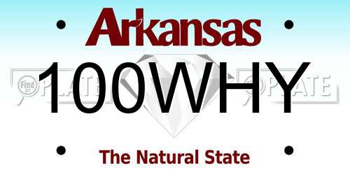 100WHY Arkansas License Plate